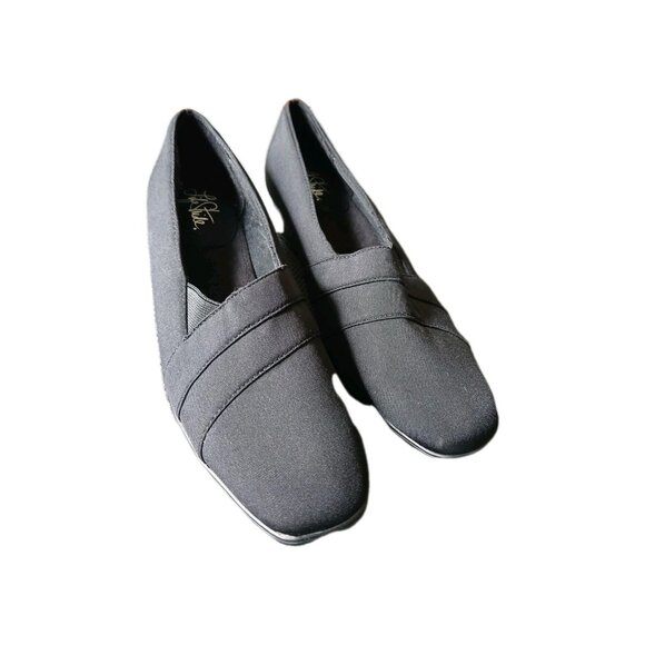 Life Stride Womens 7.5 Black Slip On Low Wedge Dress Heels Shoes Classic Office - Picture 7 of 8